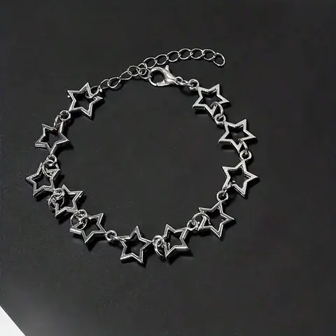 Vintage Black White Enamel Heart Charm BraceletHollow Heart Link Bracelet Elegant Wrist Jewelry for Women