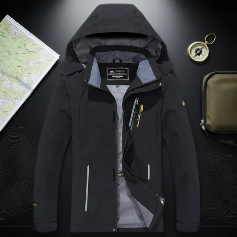 Men's Waterproof Hiking Jacket Large Size Windproof Windbreaker Camping Hunting Running Trekking Fishing Coat Men Outdoor