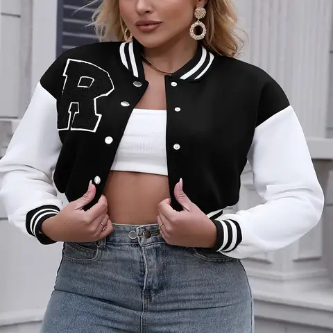 Jacket Casual Crop Button Front Spring Autumn Women Thin Jackets Tops Basic Bomber Jacket Long Sleeve Coat Casual O-neck Collar