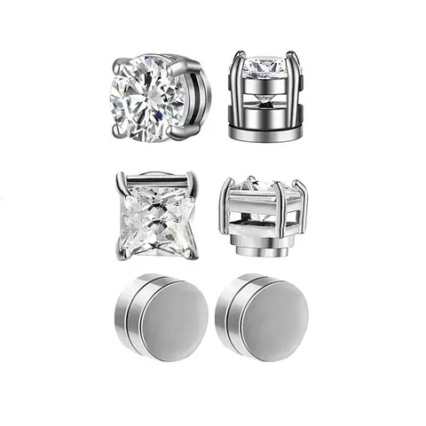 925 Sterling Silver Classic Princess Cut Square Cubic Zirconia Stud Earrings 4 Prong Earrings for Women Men Daily Jewelry Gift