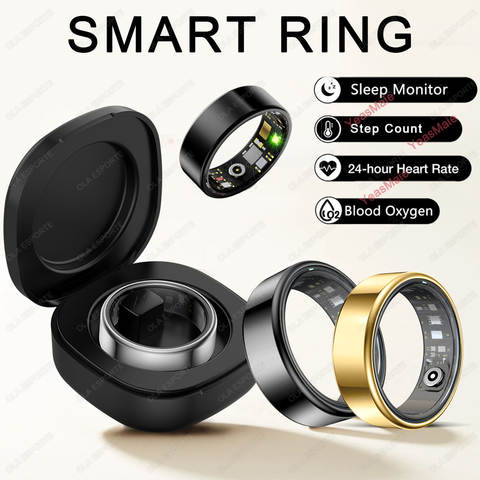 2026 New Smart Ring Men Women, Heart Rate Blood Oxygen and Sleep Monitor Smartring IP68 & 5ATM Waterproof
