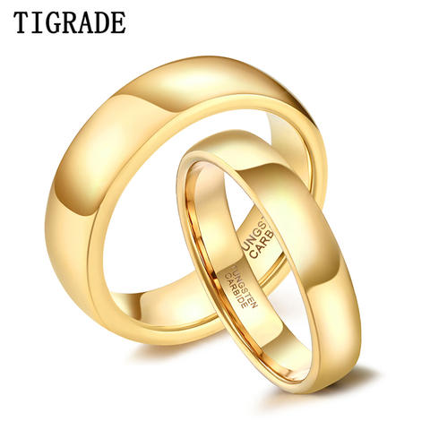 Tigrade Gold Color Tungsten Ring Couple Men Women Classic Wedding Engagement Band 2/4/6/8mm