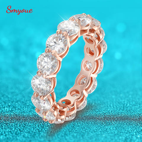 Smyoue 3/3.5/5mm Rose Gold Color All Moissanite Rings for Women Sparkling Wedding Ring 925 Sterling Silver Classic Jewelry