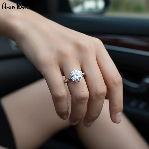 Classic D Moissanite Six Claw Ring S925 Sterling Silver Luxury Wedding Anniversary Jewelry Rings Wholesale