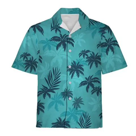 2026 Summer New Hawaii Fashion Vacation Color Printed Casual Collar Short Sleeved Shirt for Men