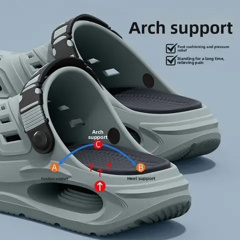 Arch Support, Anti Slip, Soft Sole, Wear-Resistant Cool Slippers for Wearing, Thick Sole Breathable Odor Proof Summer Hole Shoes