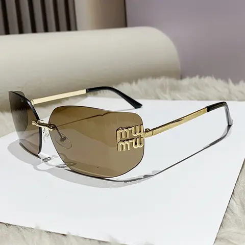 Rimless Sunglasses Rectangle Fashion Popular Women Men Shades Small Square Sun Glasses For Female Male Summer Traveling Oculos
