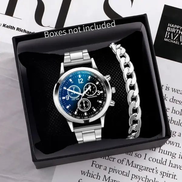 1/2PCS Men Business Watches, Fashion Men's Steel Band Quartz Watch with Bracelet (Box not Included)