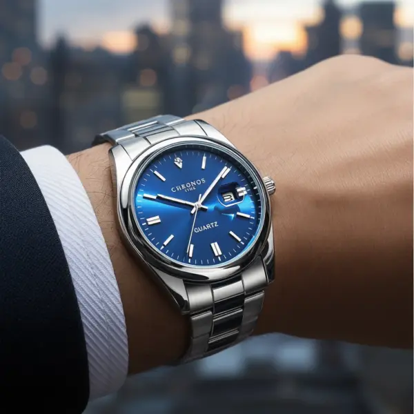 CHRONOS Top Brand Luxury Man Wristwatch Waterproof Luminous Date, Stainless Steel Quartz Men's Watch
