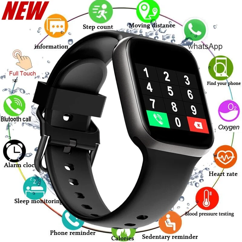 116plus Smart Watch Men and Women Full Touch Screen Sport Fitness Watch, IP67 Waterproof Bluetooth