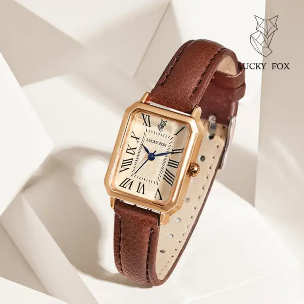 Fashion Retro Digital Dial Casual Watches, Square Leather Strap, Quartz Wristwatch for Women