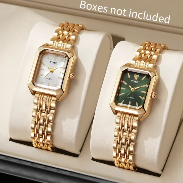 1/2/4PCS Luxury Women Watches, Fashion Rectangle Woman Quartz Watch Stainless Steel Band Wristwatches (Without Box)