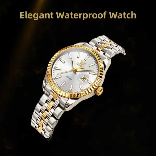 OLEVS 5593 Woman Watch, Stainless Steel Waterproof Auto Date, Elegant Ladies Quartz Watch